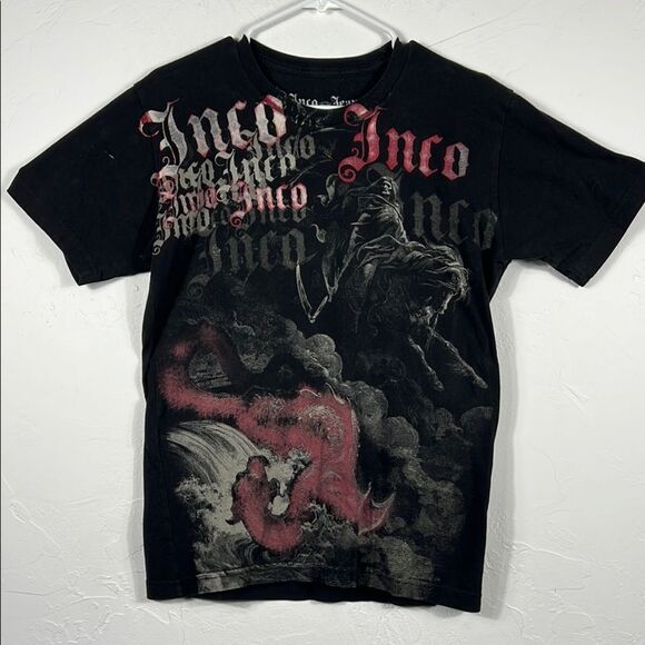 🔥🔥 JNCO Jeans Men's Black and Red T-shirt - RARE Graphics Grunge Tee - EXCELLE